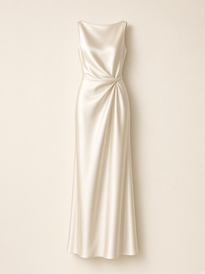 Ivory Silk Column Gown
