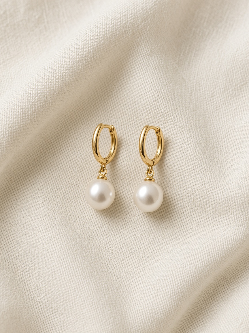 Pearl Drop Hoops